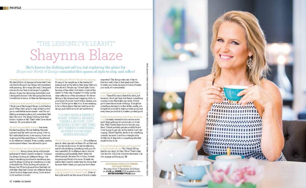 The Lessons I've Learnt: Shaynna Blaze (Foxtel, December 2015)