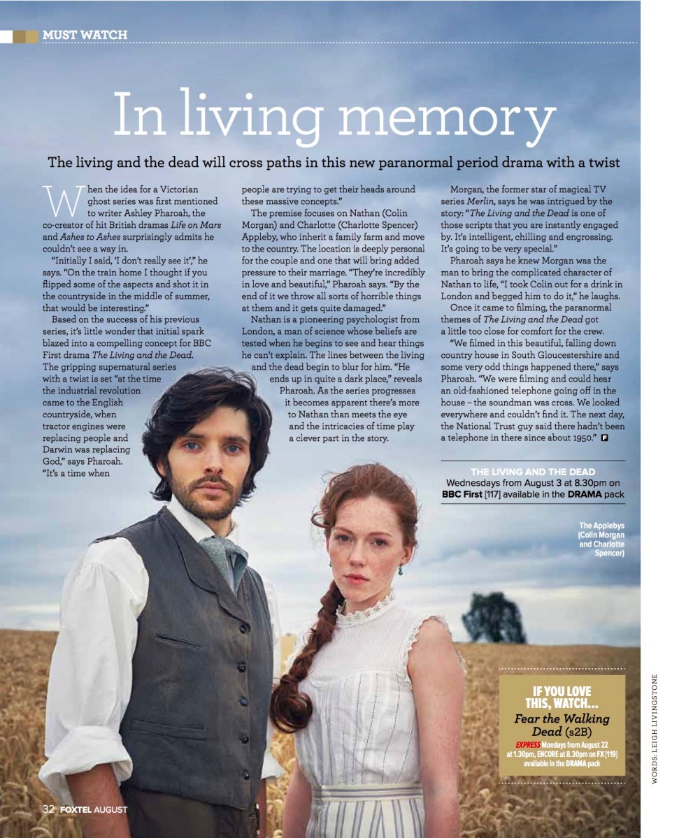The Living and the Dead: Ashley Pharoah (Foxtel magazine)